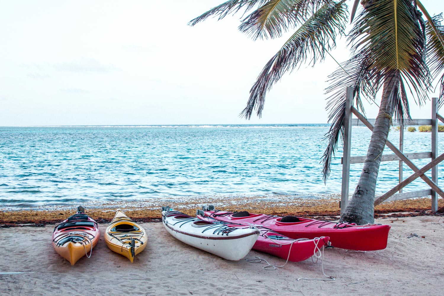 Kajak fahren auf Tobacco Caye in Belize